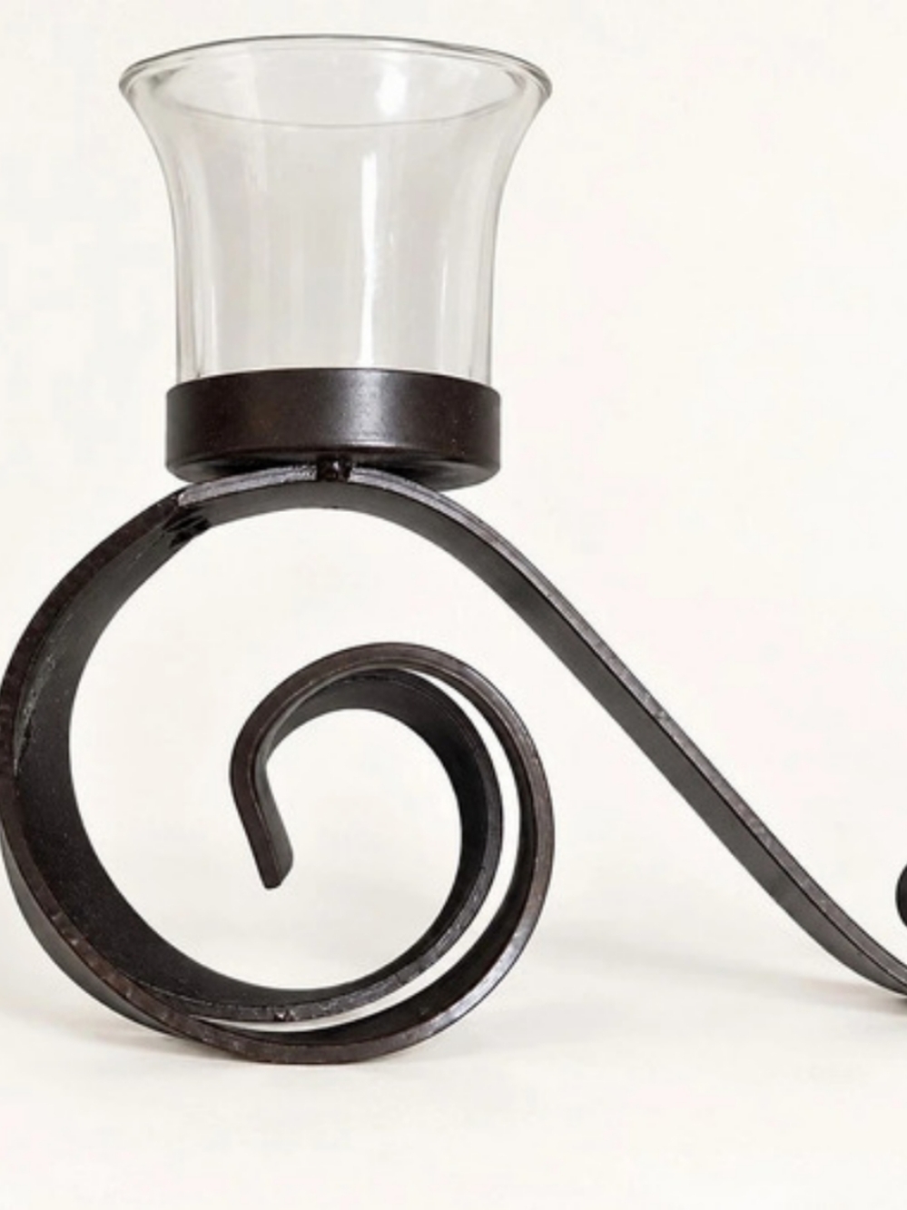 Vintage heavy metal Mid-Century modern candleholder Scrollwork Candle Holder